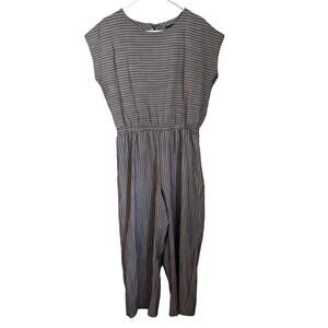 Coco and Carmen Eloise Short Sleeve Stripe Jumpsuit Grey Stripe